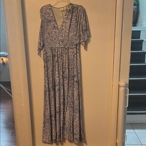 Chico's Blue and White Geometric Maxi Dress